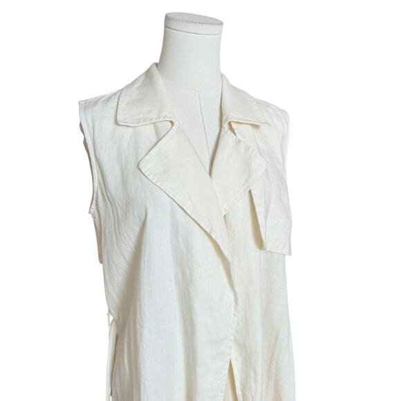 VINCE CAMUTO NEW 100% Linen Wrap Belted Jacket Vest Coat Size PS Sleeveless - Picture 6 of 10